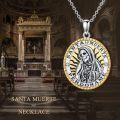 wholesale 925 Sterling Silver Santa Muerte Perdoname Necklace with Gold Accents and Skulls-0-5