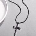 wholesale  Black Plated Mens Cross Pendant Necklaces for Men s 24 Chain-0-2