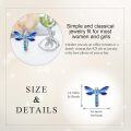 wholesale 925 Sterling Silver Blue Opal Dragonfly Studs for Women Gift Jewelry-0-5