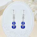 wholesale 925 Sterling Silver Blue Enamel Cello Shape Dangle Drop Earrings Musical Instrument Jewelry for Women-0-3