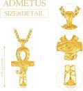 wholesale Gold 925 Sterling Silver Ankh Eye of Horus Pendant Necklace with 24k Gold Plated Wheat Chain-0-1