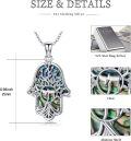 wholesale 925 Sterling Silver Tree of Life Abalone Shell Hamsa Hand Pendant Necklace-0-3