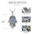 wholesale 925 Sterling Silver Hamsa Chai Tree Of Life Abalone Shell Pendant Necklace-0-3