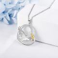 wholesale 925 Sterling Silver Dove with Olive Branch Circle Pendant Necklace for Women Girls Gifts-0-1