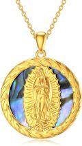 wholesale TOUPOP Virgin Mary Necklace For Women Protection Necklace Religion Necklace Gift For Women Abalone Shell Pendant Necklace For Wife Sister Friend Daugther Birthday Mothers Day Christmas Gift -0-0