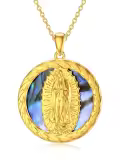 TOUPOP Sterling Silver Abalone Shell Virgin Mary Protection Necklace Gift-0-0