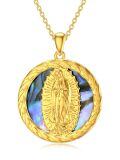TOUPOP Sterling Silver Abalone Shell Virgin Mary Protection Necklace Gift-0-0