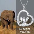 wholesale 925 Sterling Silver Elephant Pendant Heart-Shaped Necklace for Women Girls Mothers Day Gift-0-1
