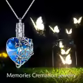 TOUPOP Sterling Silver Crystal Butterfly Cremation Jewelry Heart Pendant-0-1