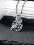 wholesale 925 Sterling Silver Raven Pendant Triquetra Triangle Celtic Knot Viking Necklace Norse Jewelry for Men -0-4