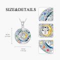 wholesale 925 Sterling Silver Rainbow Crystal Sun & Moon Goddess Hamsa Hand Pendant Necklace-0-4