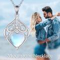 wholesale 925 Sterling Silver Blue Moonstone Heart Drop Pendant Necklace for Women-0-5