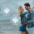 wholesale 925 Sterling Silver Square Blue Stone Celtic Knot Stud Earrings Irish s for Women-0-3