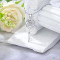 wholesale Sterling Silver Diamond Birth Flower Key Necklace for Women-0-8