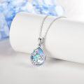wholesale 925 Sterling Silver Butterfly Flower Pendant Necklaces Blue Stone s for Women Girls-0-1