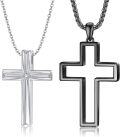 wholesale 925 Sterling Silver Cross Couple Necklaces for Men Women Matching Set with CZ Stone Pendant Gifts-0-1