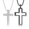 wholesale 925 Sterling Silver Cross Pendant Necklace Wholesale With Clear Stones-0-1