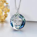 wholesale Butterfly Necklace Jewelry For Women 925 Sterling Silver Tree Of Life Necklace With Blue Circle Crystal Butterfly Jewelry -0-4