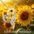 wholesale 925 Sterling Silver CZ Flower & Heart Pendant Necklaces - You Are My Sunshine Gifts for Women/Mom-0-1