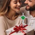 TOUPOP Sterling Silver Emerald Cross Pendant Necklace For Women-0-2