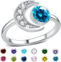 wholesale 925 Sterling Silver Moonstone Birthstone Rings for Women Adjustable Open Ring Gift for Wife Mom Daughter-0-1