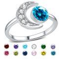 wholesale 925 Sterling Silver Crescent Moon Purple Birthstone Ring White Gold Plated For Women-0-1