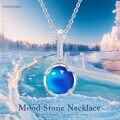 wholesale 925 Sterling Silver Blue Rainbow Moonstone Pendant & Chain Set with Heart and Wing Design - Elegant  for Women-0-1