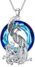 wholesale 925 Sterling Silver Rainbow Crystal Phoenix Pendant Necklace for Women Girls Mothers Day Gift-0-5