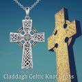 wholesale 925 Sterling Silver 925 Celtic Knot Cross Pendant with Blue Stones and Chain for Women -0-2