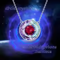 TOUPOP Sterling Silver Garnet Necklace Crystal Circle Pendant Jewelry Gift-0-7