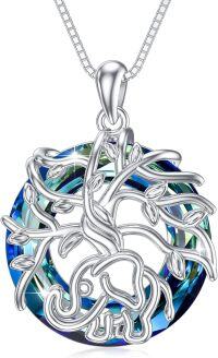 wholesale TOUPOP Elephant Gifts For Women Tree Of Life With Elephant Necklace Sterling Silver With Blue Crystal Jewelry Gifts For Women Mom Daughter Wife Girlfriend Birthday -undefined