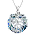 TOUPOP Sterling Silver Blue Crystal Elephant Tree Of Life Necklace Gifts For Women-0-0