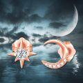 wholesale 14K Rose Gold  Crystal Moon & Star Stud Earrings for Women-0-6