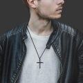 wholesale Sterling Silver Stainless Steel Men s Cross Necklace 22 +2 Chain Gift-0-6