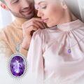 wholesale 925 Sterling Silver & Sparkling Purple Amethyst Crystal Pendant Necklace - 18 Cable Chain, Hypoallergenic, Gift for Women-0-3