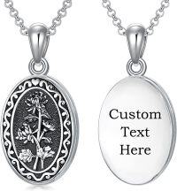 wholesale Sterling Silver 12 Month Birth Flower Photo Locket Necklace Jewelry Gift -2.text customized-11-November-Chrysanthemum-1.no custom-3.photo&text customized-11-November-Chrysanthemum-text-11-November-Chrysanthemum-p