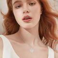 wholesale 925 Sterling Silver Angel Wings Pendant with Cubic Zirconia Charm Necklace for Women-0-1