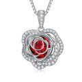 wholesale 925 Sterling Silver 12 Birthstone Rose Pendant Necklace Mother s Day Gift-0-0