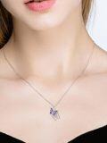 wholesale 925 Sterling Silver Purple Galaxy Butterfly Pendant Necklace for Women-0-2