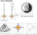 wholesale 925 Sterling Silver Star Orange Stone Leverback Drop Earrings-0-4