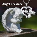wholesale 925 Sterling Silver Heart Angel 444 Crystal Pendant Necklace-0-5