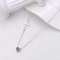 wholesale 925 Sterling Silver Cross Heart Garnet Pendant Necklace for Women Christian s-0-3