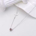 wholesale 925 Sterling Silver Cross Heart Garnet Pendant Necklace for Women Christian s-0-3