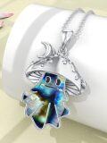 wholesale 925 Sterling Silver & Abalone Shell Cute Ghost Pendant Necklace, Halloween Christmas Birthday Gift-0-1