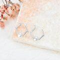 wholesale 925 Sterling Silver Hexagon Pearl Hoop Earrings for Women and Girls-0-2