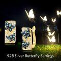 wholesale Gold-Plated 925 Sterling Silver Blue Crystal Butterfly Square Hoop Earrings for Women Gift Ideas-0-1