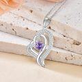 wholesale TOUPOP Valentines Gifts Jewelry For Women Amethyst Necklace Sterling Silver Double Heart Pendant Necklace With February Birthstone Birthday Christmas Jewelry Gifts For Women -0-2