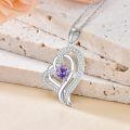 TOUPOP Sterling Silver Amethyst Double Heart Pendant Necklace-0-2