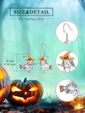 wholesale 925 Sterling Silver Witch Ghost Broomstick Halloween Drop Dangle Leverback Earrings-0-1