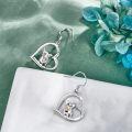 wholesale 925 Sterling Silver Heart Chihuahua Dog Dangle Earrings Gift for Her-0-3
